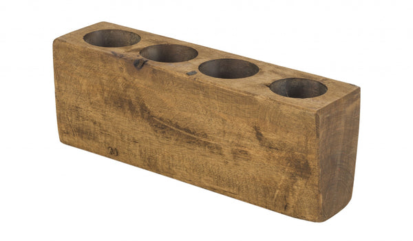 Distressed Maple Stain 4 Hole Sugar Mold Candle Holder