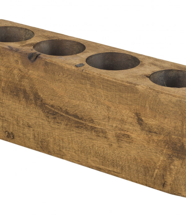 Distressed Maple Stain 4 Hole Sugar Mold Candle Holder