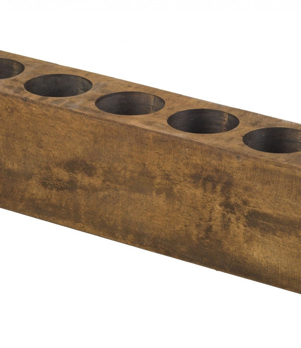 Distressed Maple Stain 7 Hole Sugar Mold Candle Holder