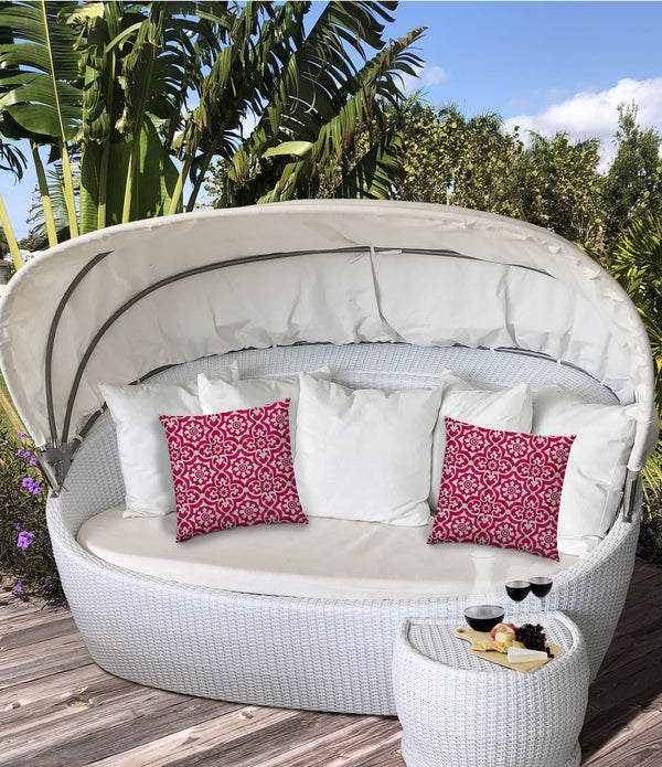 Pink Medallion Indoor Outdoor Sewn Lumbar Pillow