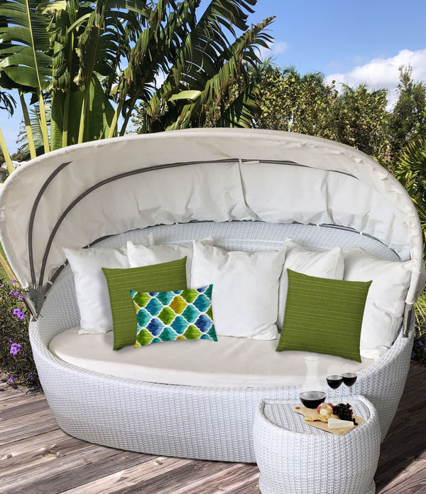 Set of 3 Green Trellis Indoor Outdoor Sewn Pillows