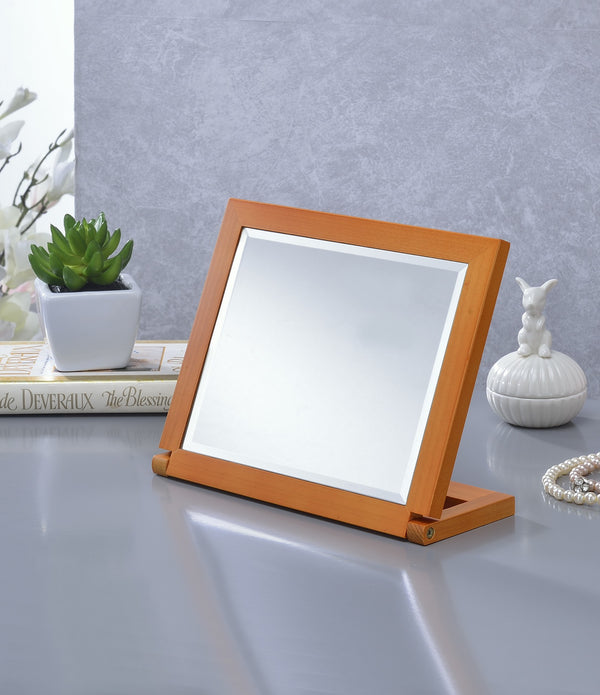 Walnut Finish Rectangle Adjustable Vanity Mirror