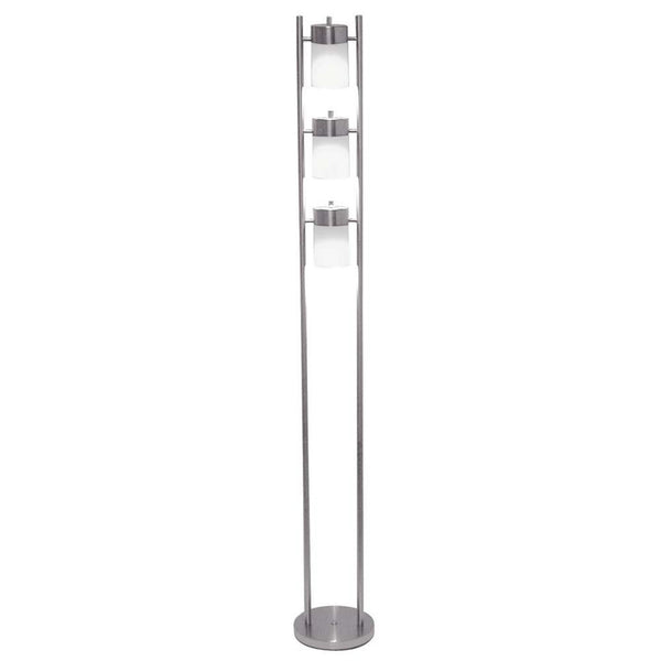 Silver Metal Adjustable Floor Lamp with White Acrylic Shades