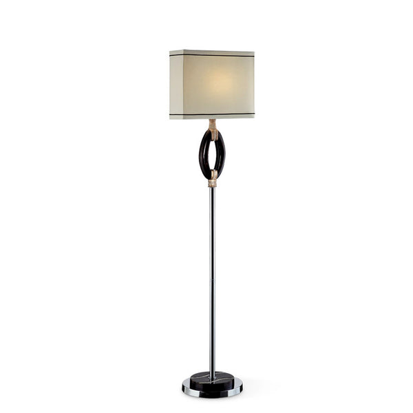 Dark Brown Polyresin Floor Lamp with White Fabric Shade