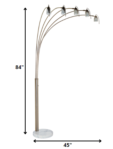 Dull Gold Metal Floor Lamp with Five Adjustable Swing Arms