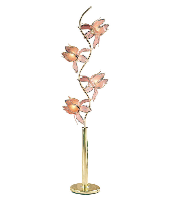 Contemporary Gold Glass Floral Table Lamp