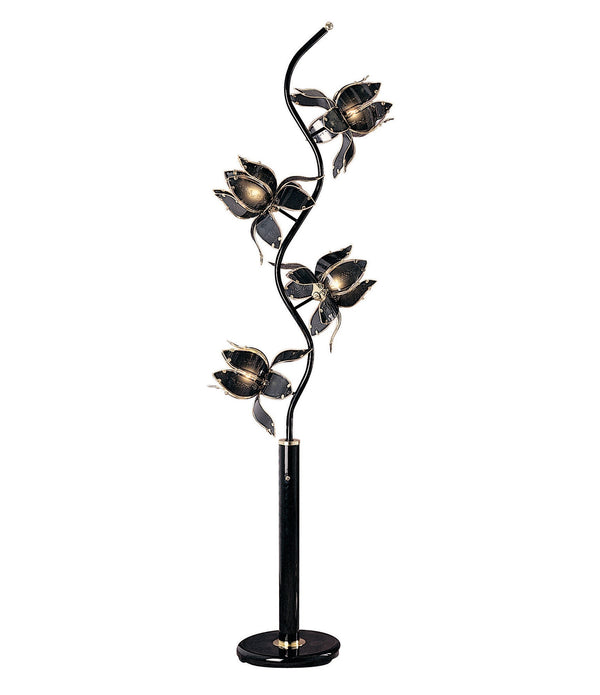 Contemporary Black Glass Floral Table Lamp