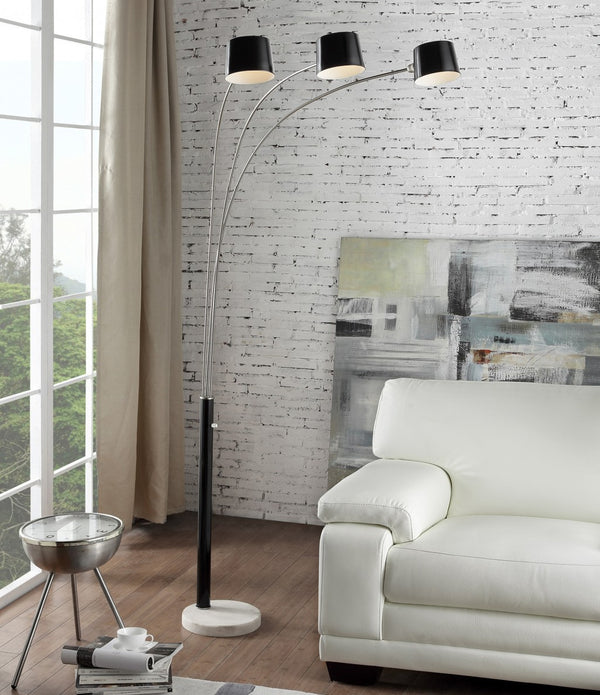 Black Metal Three Light Floor Lamp