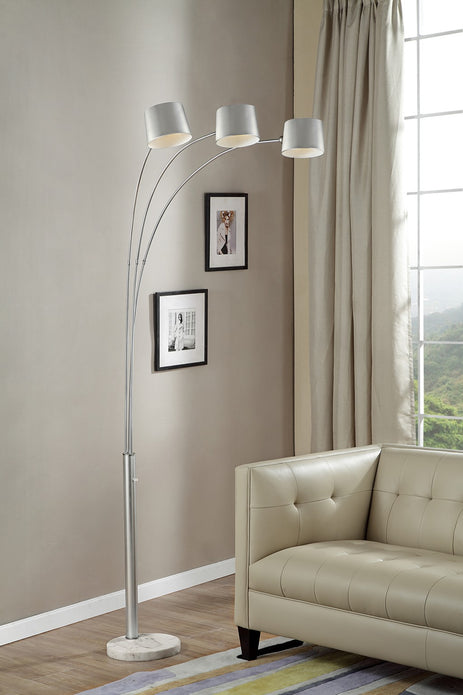 Silver Metal Three Light Floor Lamp