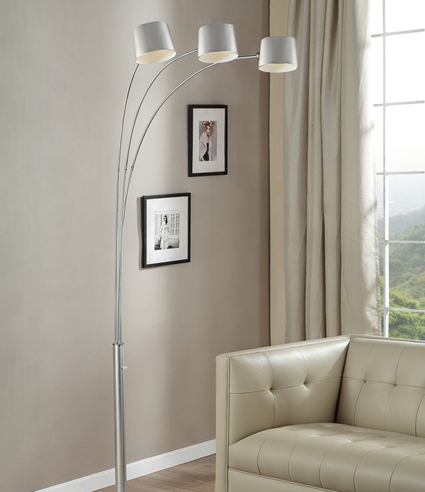 Silver Metal Three Light Floor Lamp