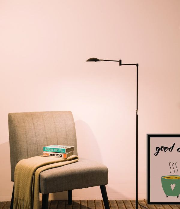 Minimalist Black Metal Swing Arm Floor Lamp