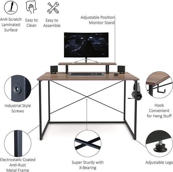 Modern Industrial Two Tier Computer And Writing Table Desk