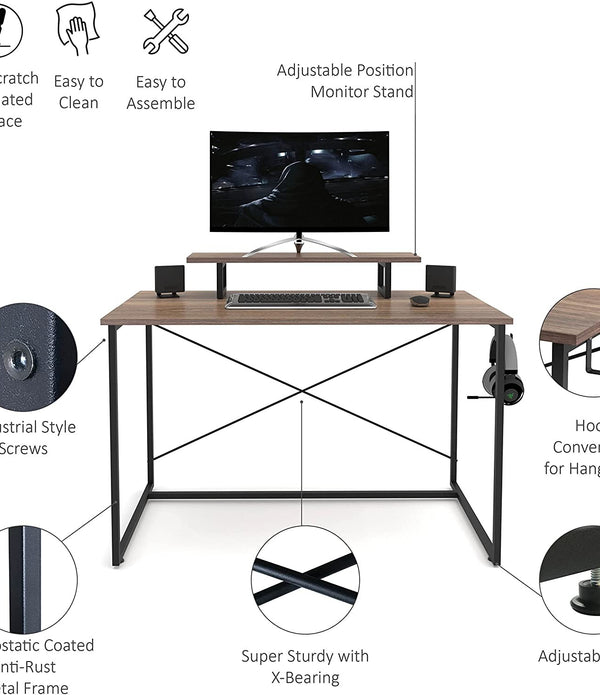 Modern Industrial Two Tier Computer And Writing Table Desk