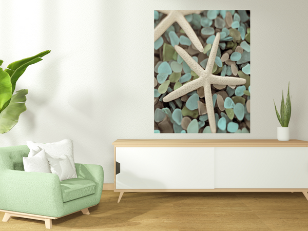 30" Starfish and Seaglass Giclee Wrap Canvas Wall Art