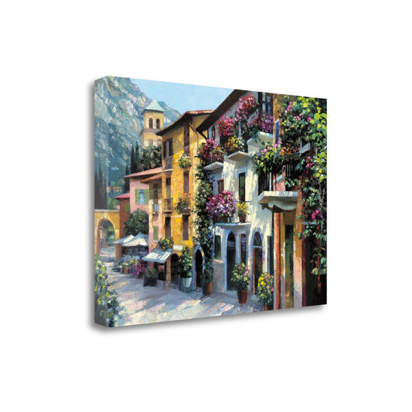 39" Village Pathway and Colorful Buildings Giclee Wrap Canvas Wall Art