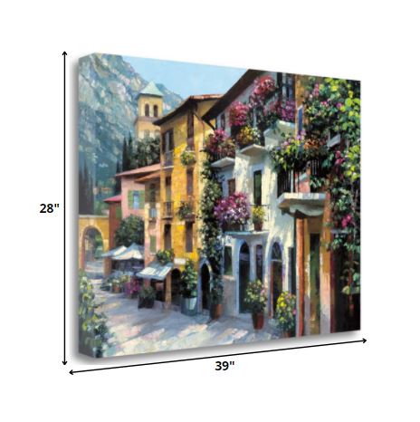 39" Village Pathway and Colorful Buildings Giclee Wrap Canvas Wall Art