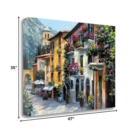 47" Village Pathway and Colorful Buildings Giclee Wrap Canvas Wall Art