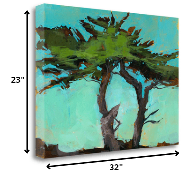 32" Abstract Green Tree 3 Giclee Wrap Canvas Wall Art