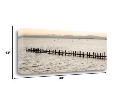 40" Sunset Stretched Vintage Pier Giclee Wrap Canvas Wall Art