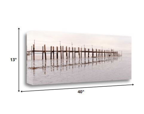 40" Old Fishing Pier Over Tranquil Waters Giclee Wrap Canvas Wall Art