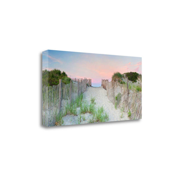 47" Beach Entrance with Pink Sunset 4 Giclee Wrap Canvas Wall Art