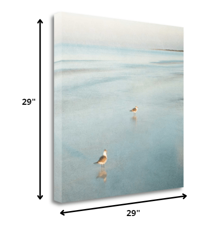 29" Coastal Two Seagulls on the Beach Giclee Wrap Canvas Wall Art