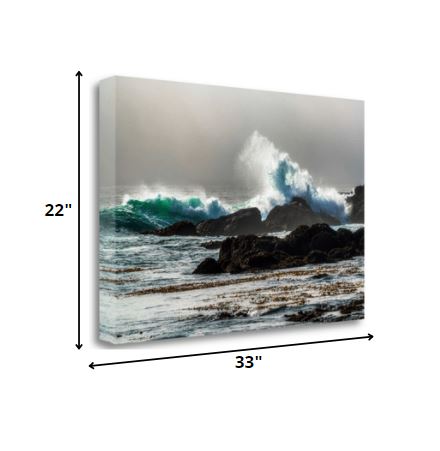 33" Dramatic Crashing Wave Giclee Wrap Canvas Wall Art