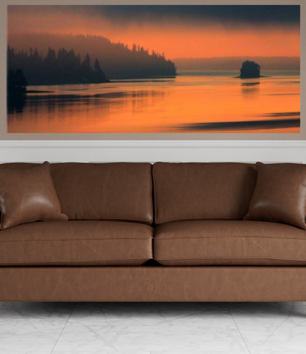 Orange Sunset on Lake 1 Giclee Wrap Canvas Wall Art