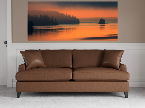 Orange Sunset on Lake 3 Giclee Wrap Canvas Wall Art