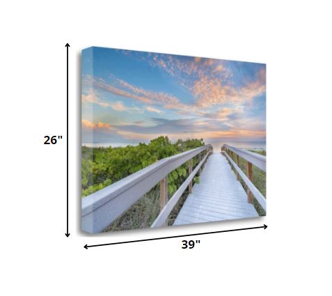 39" Picturesque Sunset Beach View Giclee Wrap Canvas Wall Art