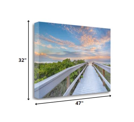 47" Picturesque Sunset Beach View Giclee Wrap Canvas Wall Art