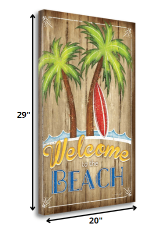 20" Faux Wooden Beach Signboard Giclee Wrap Canvas Wall Art