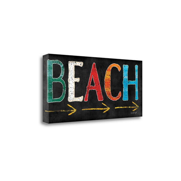 26" Bright Beach Sign Giclee Print on Gallery Wrap Canvas Wall Art