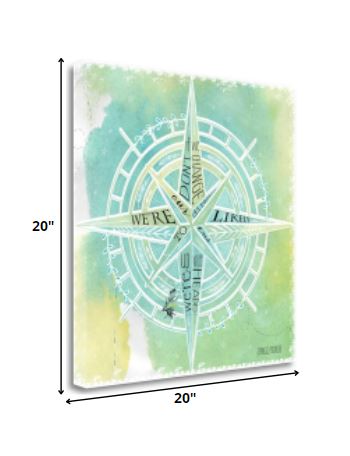 20" Watercolor Adventurous Compass 1 Giclee Wrap Canvas Wall Art