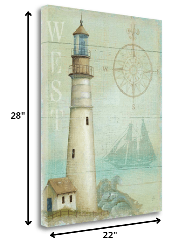 22" The Lighthouse by the West Coast Giclee Wrap Canvas Wall Art