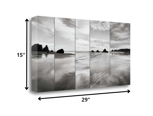 29" Modern Black and White Beach Giclee Wrap Canvas Wall Art