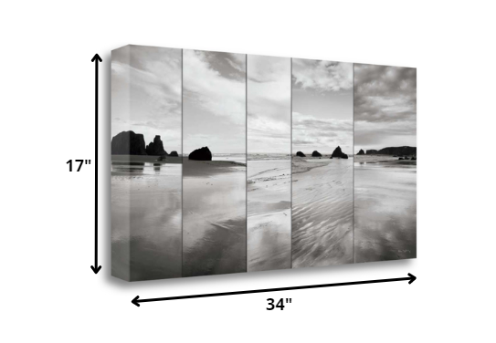 34" Modern Black and White Beach Giclee Wrap Canvas Wall Art