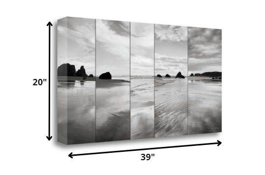 39" Modern Black and White Beach Giclee Wrap Canvas Wall Art