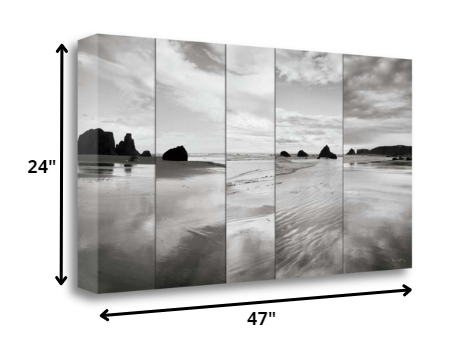 47" Modern Black and White Beach Giclee Wrap Canvas Wall Art