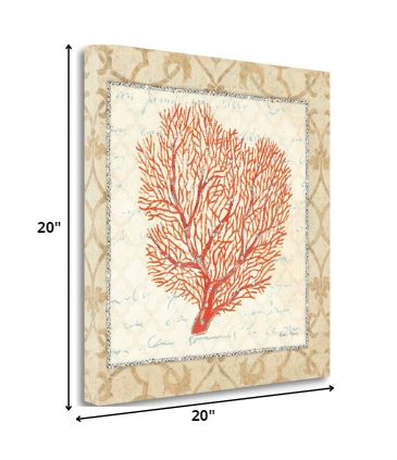 20" Full Orange Underwater Coral 1 Giclee Wrap Canvas Wall Art