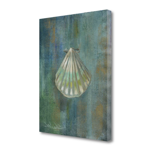 32" Blue Seashell Giclee Wrap Canvas Wall Art