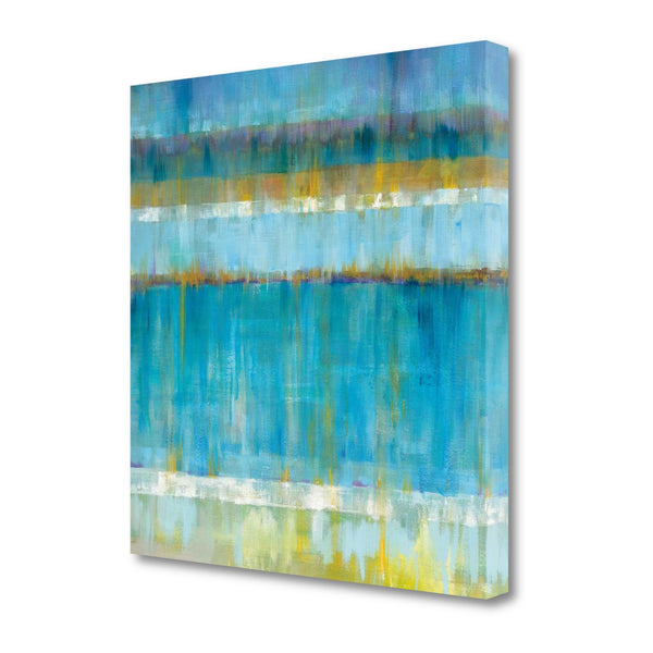 Blue and Yellow Abstract Stripes Giclee Wrap Canvas Wall Art