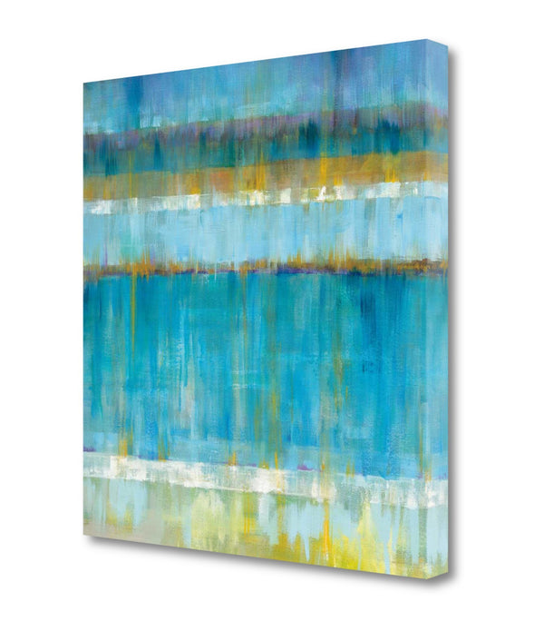 Blue and Yellow Abstract Stripes Giclee Wrap Canvas Wall Art