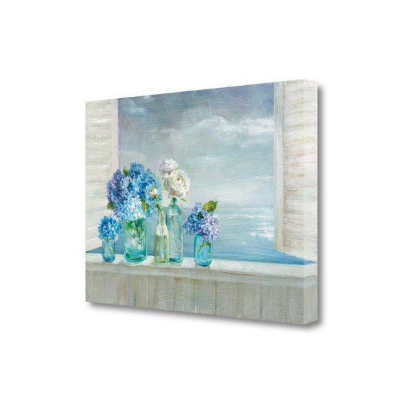 Ocean View with Flowers 2 Giclee Wrap Canvas Wall Art