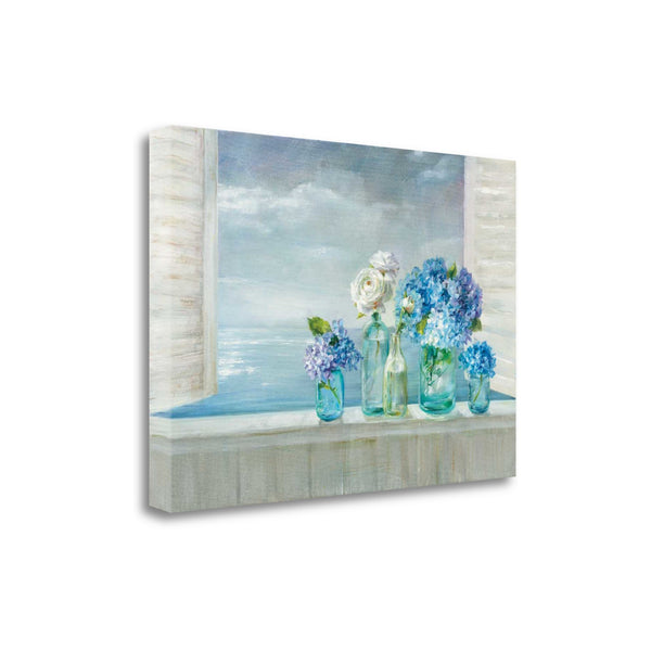 Ocean View with Flowers 4 Giclee Wrap Canvas Wall Art