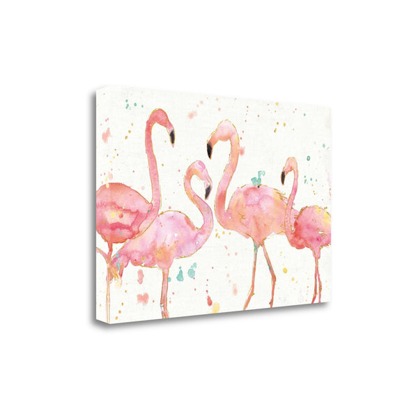 Four Flamingo Watercolor 1 Giclee Wrap Canvas Wall Art