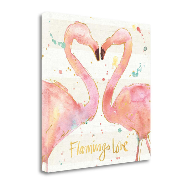 Flamingo Love Watercolor 3 Giclee Wrap Canvas Wall Art