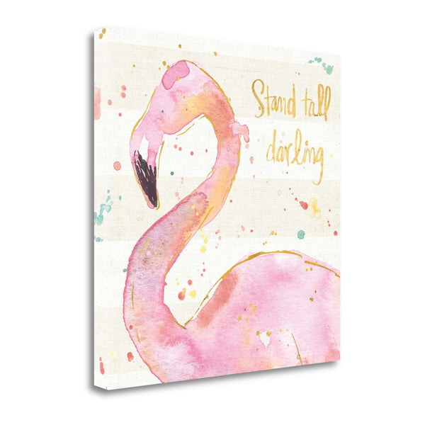 Confident Flamingo Watercolor 3 Giclee Wrap Canvas Wall Art