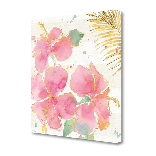 Watercolor Hibiscus Flowers 2 Giclee Wrap Canvas Wall Art