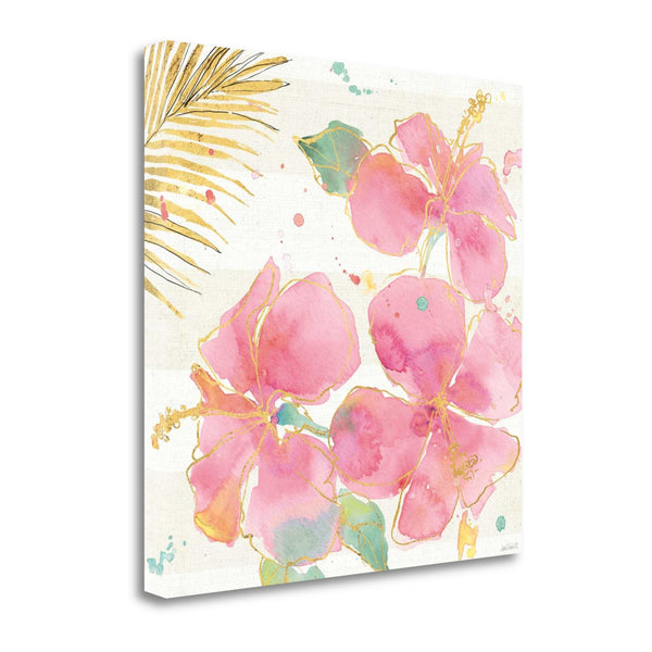 Watercolor Hibiscus Flowers 5 Giclee Wrap Canvas Wall Art